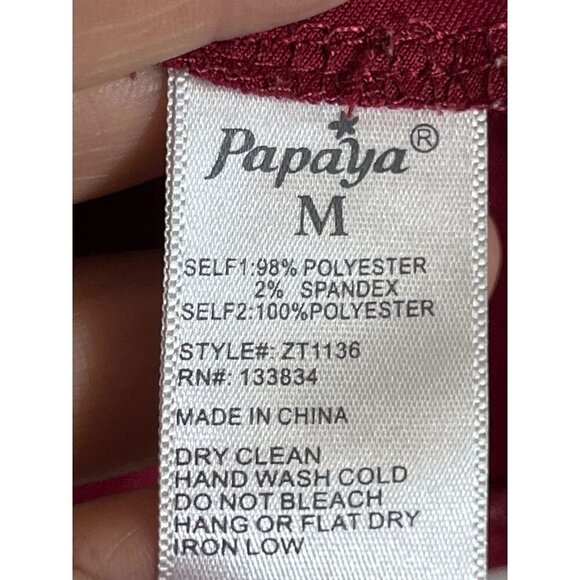 Papaya Top Women M Red Floral Peplum Retro Y2K Mesh Babydoll Neutral Tomato Girl - Picture 5 of 11